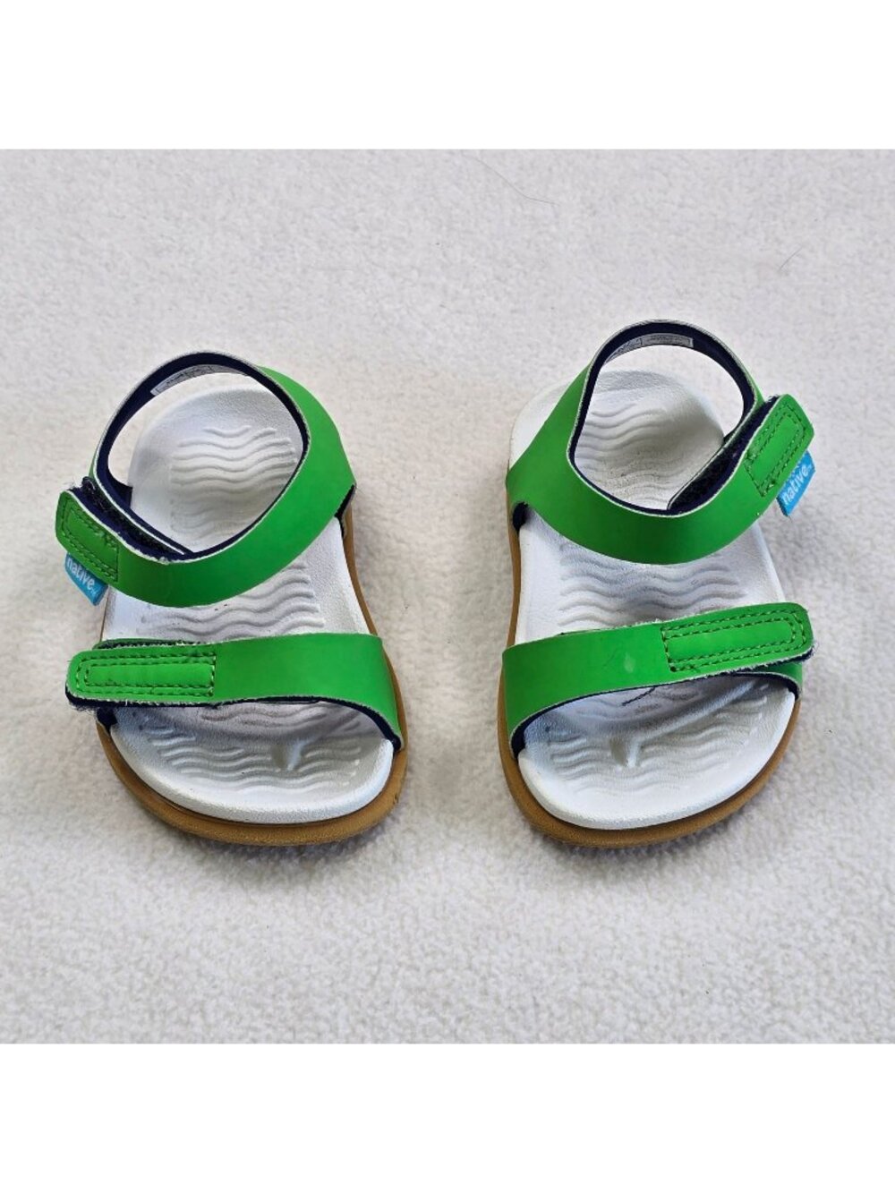 Native Kids C4 Boys Sandals NEW Green Open Toe Hook & Loop Casual Summer Shoes